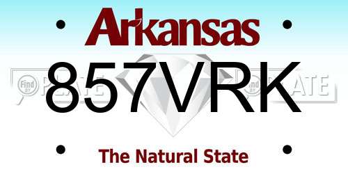 857VRK Arkansas License Plate