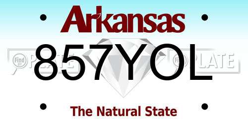 857YOL Arkansas License Plate