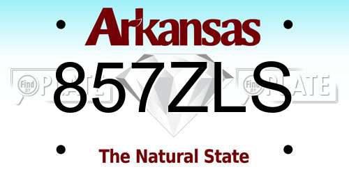 857ZLS Arkansas License Plate