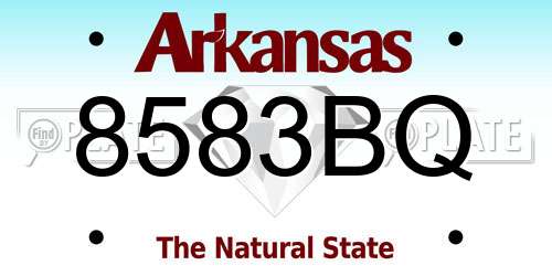 8583BQ Arkansas License Plate
