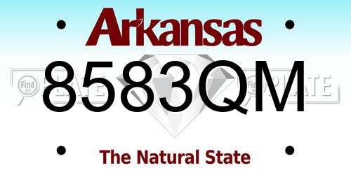 8583QM Arkansas License Plate