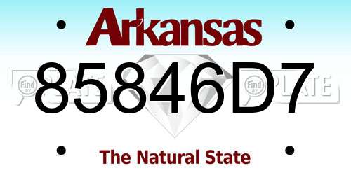 85846D7 Arkansas License Plate