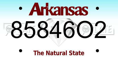 85846O2 Arkansas License Plate
