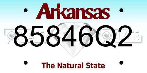 85846Q2 Arkansas License Plate