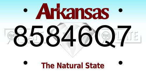85846Q7 Arkansas License Plate