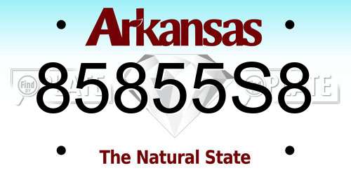 85855S8 Arkansas License Plate