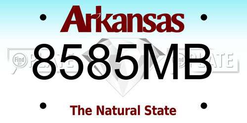 8585MB Arkansas License Plate