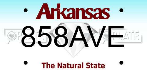 858AVE Arkansas License Plate