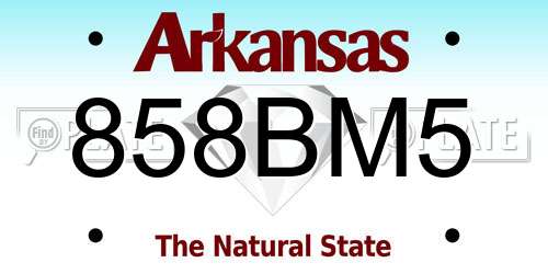 858BM5 Arkansas License Plate