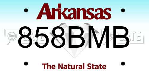 858BMB Arkansas License Plate
