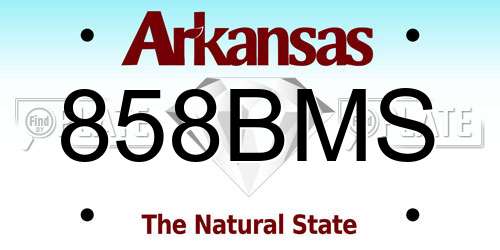 858BMS Arkansas License Plate