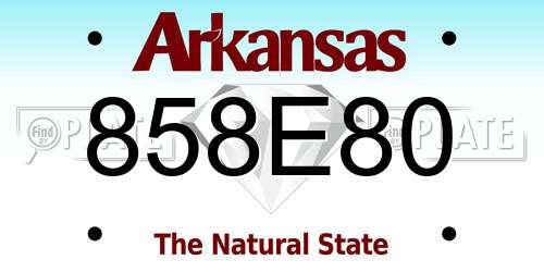 858E80 Arkansas License Plate