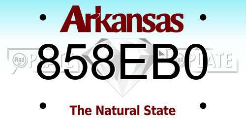 858EB0 Arkansas License Plate