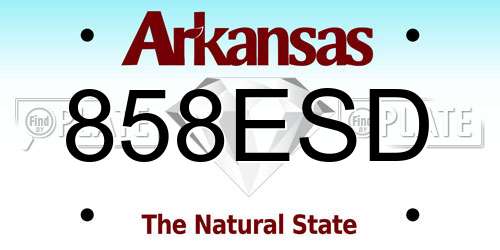 858ESD Arkansas License Plate