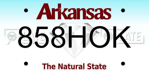 858HOK Arkansas License Plate