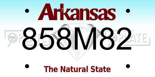 858M82 Arkansas License Plate
