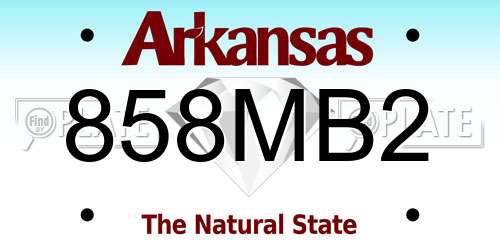 858MB2 Arkansas License Plate