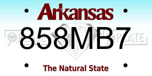 858MB7 Arkansas License Plate