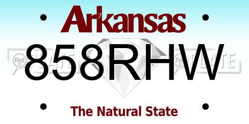 858RHW Arkansas License Plate