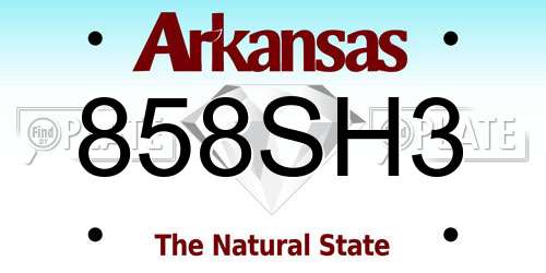 858SH3 Arkansas License Plate