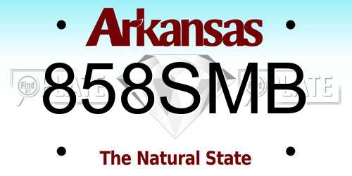 858SMB Arkansas License Plate