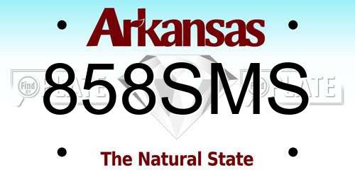 858SMS Arkansas License Plate