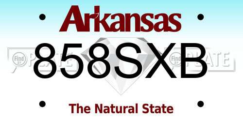 858SXB Arkansas License Plate