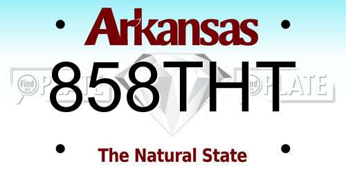 858THT Arkansas License Plate