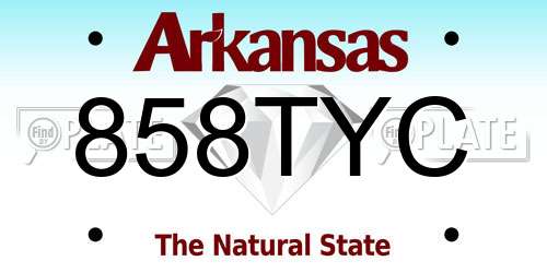 858TYC Arkansas License Plate