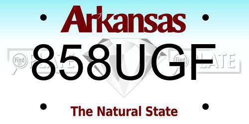 858UGF Arkansas License Plate