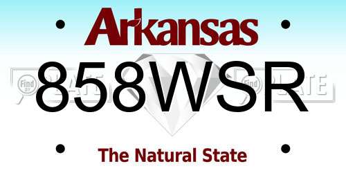 858WSR Arkansas License Plate