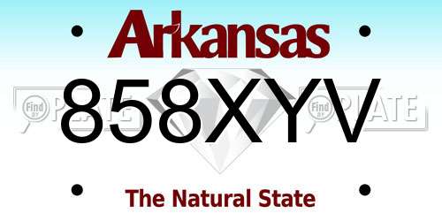 858XYV Arkansas License Plate