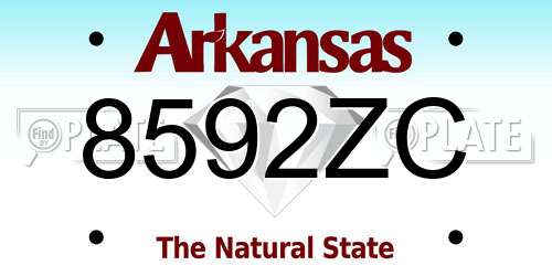8592ZC Arkansas License Plate