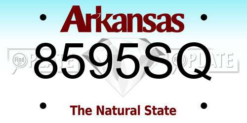 8595SQ Arkansas License Plate