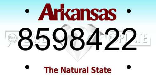 8598422 Arkansas License Plate