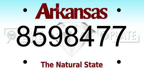 8598477 Arkansas License Plate