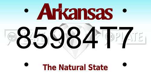 85984T7 Arkansas License Plate