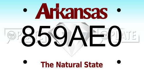 859AE0 Arkansas License Plate