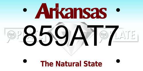 859AT7 Arkansas License Plate