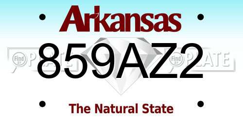 859AZ2 Arkansas License Plate