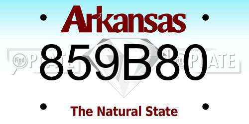 859B80 Arkansas License Plate