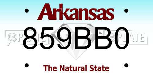 859BB0 Arkansas License Plate