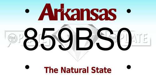 859BS0 Arkansas License Plate