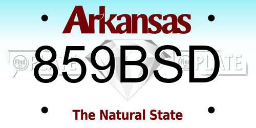 859BSD Arkansas License Plate