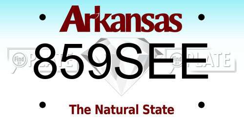 859SEE Arkansas License Plate