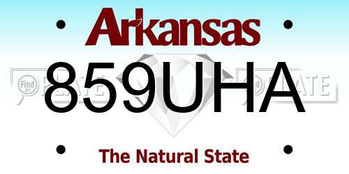 859UHA Arkansas License Plate