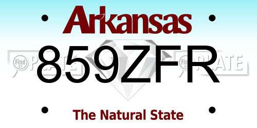 859ZFR Arkansas License Plate