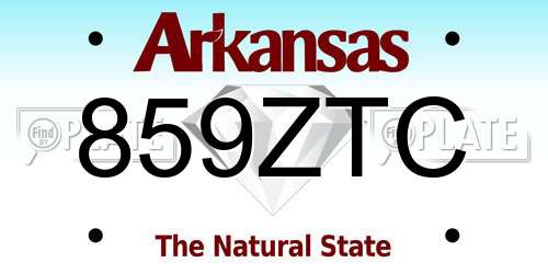 859ZTC Arkansas License Plate