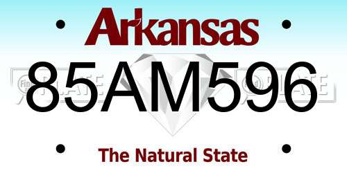 85AM596 Arkansas License Plate
