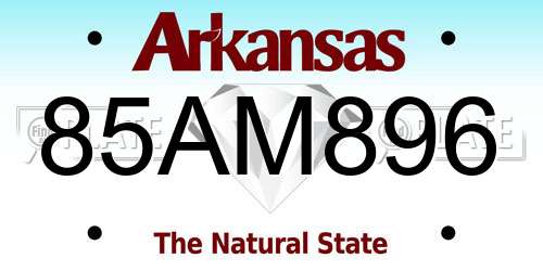 85AM896 Arkansas License Plate